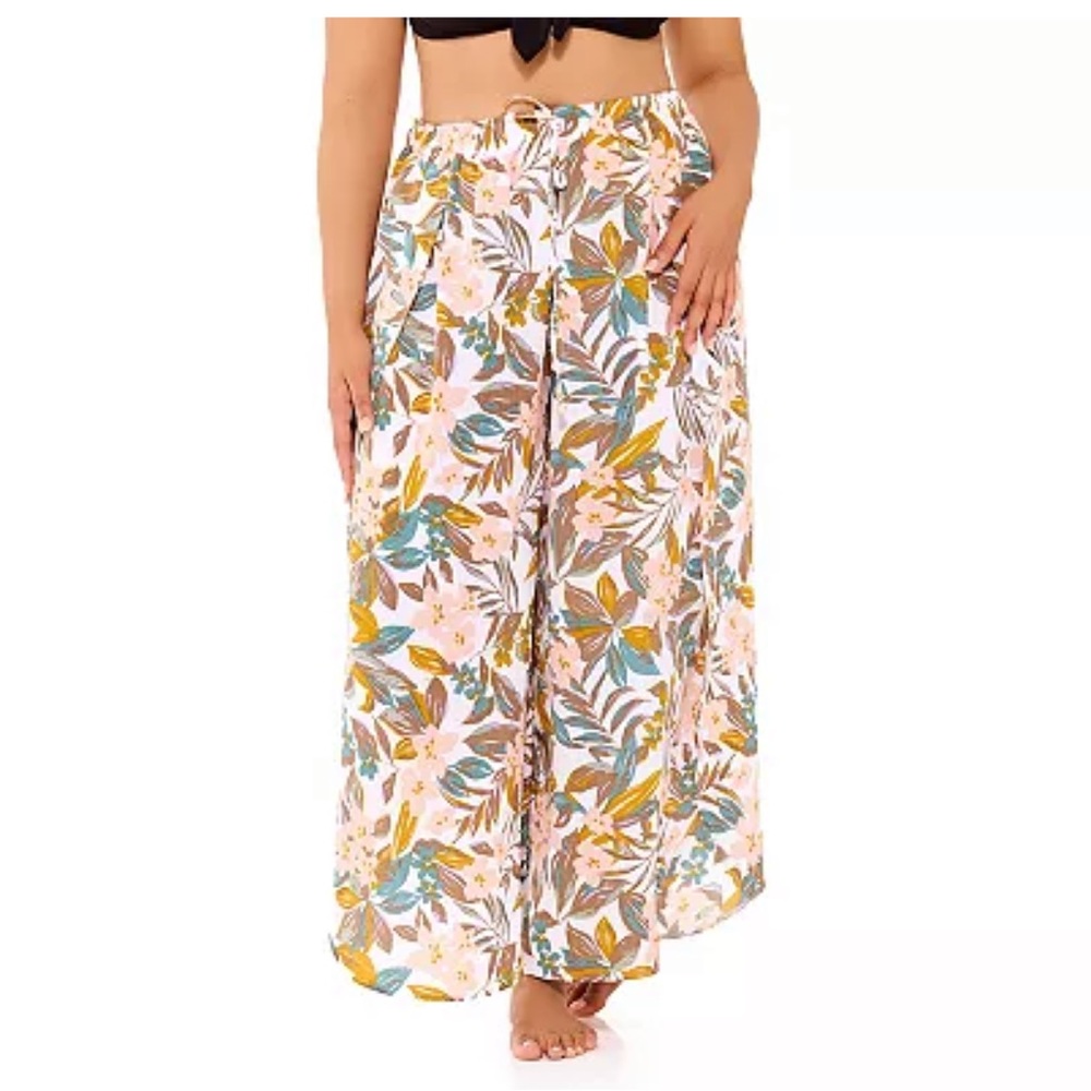 NWT Freshwater Floral Side-Slit Swim Cover-Up Pants
